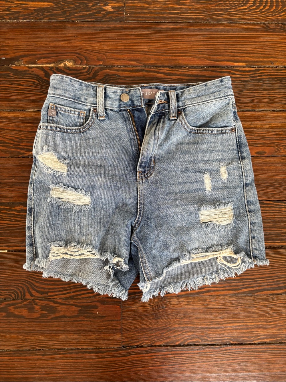 Just USA Light Blue Distressed Denim Shorts